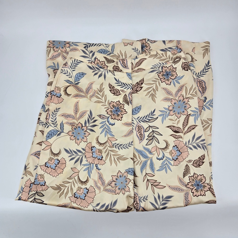 House of Harlow 1960 Floral Wide Leg Pants XL Cream Pink Blue‎ Boho Whimsigoth - Picture 6 of 14